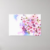 Roze Sakura op het schilderen Achtergrond Canvas Afdruk (Voorkant)