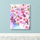 Roze Sakura op het schilderen Achtergrond Canvas Afdruk (Insitu (Houten vloer))