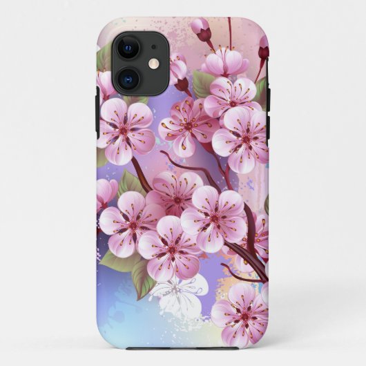 Roze Sakura op het schilderen Achtergrond Case-Mate iPhone Case (Achterkant)