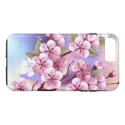 Roze Sakura op het schilderen Achtergrond Case-Mate iPhone Case (Achterkant (Horizontaal))