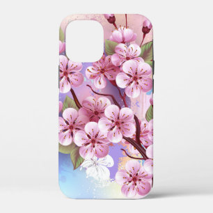 Roze Sakura op het schilderen Achtergrond iPhone 12 Mini Hoesje