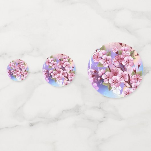 Roze Sakura op het schilderen Achtergrond Confetti (Achterkanten)