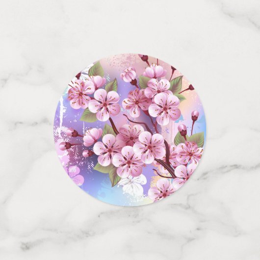 Roze Sakura op het schilderen Achtergrond Confetti (Kleine voorkant)