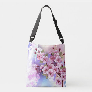 Roze Sakura op het schilderen Achtergrond Crossbody Tas