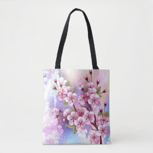 Roze Sakura op het schilderen Achtergrond Draagtas