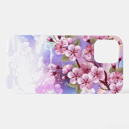 Roze Sakura op het schilderen Achtergrond iPhone Hoesje (Achterkant horizontaal)
