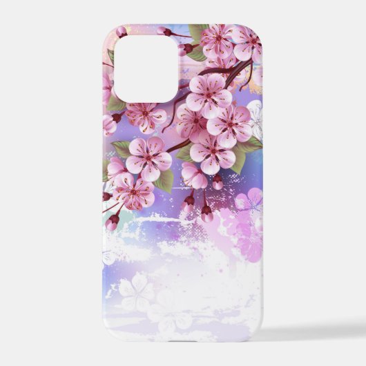 Roze Sakura op het schilderen Achtergrond iPhone Hoesje (Achterkant)