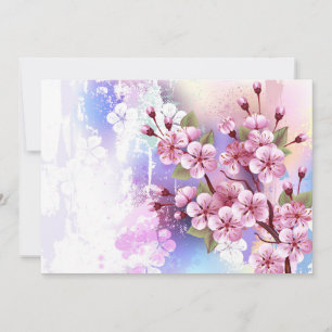 Roze Sakura op het schilderen Achtergrond Kaart