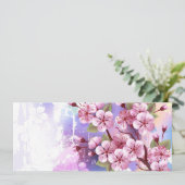 Roze Sakura op het schilderen Achtergrond Kaart (Staand voorkant)