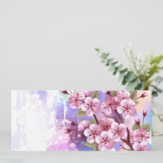 Roze Sakura op het schilderen Achtergrond Kaart (Staand voorkant)