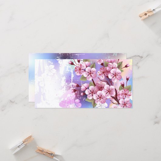 Roze Sakura op het schilderen Achtergrond Kaart (Voorkant / Achterkant in situ)