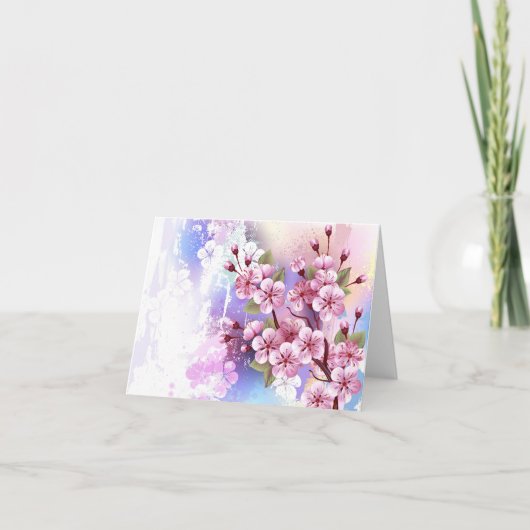 Roze Sakura op het schilderen Achtergrond Kaart (Voorkant)