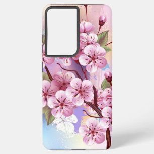 Roze Sakura op het schilderen Achtergrond Samsung Galaxy Hoesje