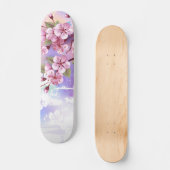 Roze Sakura op het schilderen Achtergrond Skateboard (Voorkant)