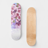Roze Sakura op het schilderen Achtergrond Skateboard (Voorkant)
