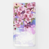 Roze Sakura op het schilderen Achtergrond Spandoek (Verticaal)