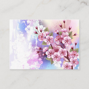 Roze Sakura op het schilderen Achtergrond Visitekaartje