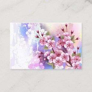 Roze Sakura op het schilderen Achtergrond Visitekaartje