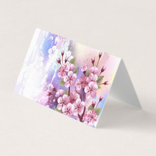 Roze Sakura op het schilderen Achtergrond Visitekaartjes