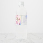Roze Sakura op het schilderen Achtergrond Waterfles Etiket (Achterkant)