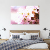 Roze Sakura tegen de roze achtergrond Canvas Afdruk (Insitu (Slaapkamer))