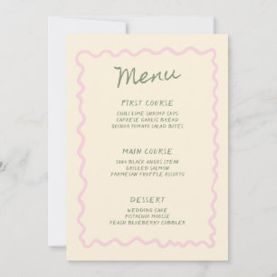 Roze Salie Whimsical Handgeschreven Menukaart Kaart