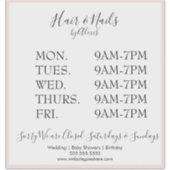 Roze Salon Business Sign Sticker (Voorkant)