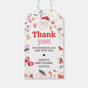 Roze Santa Baby Baby shower Favor Tags Cadeaulabel