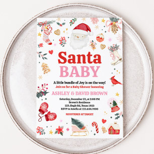 Roze Santa Baby Baby shower Kaart