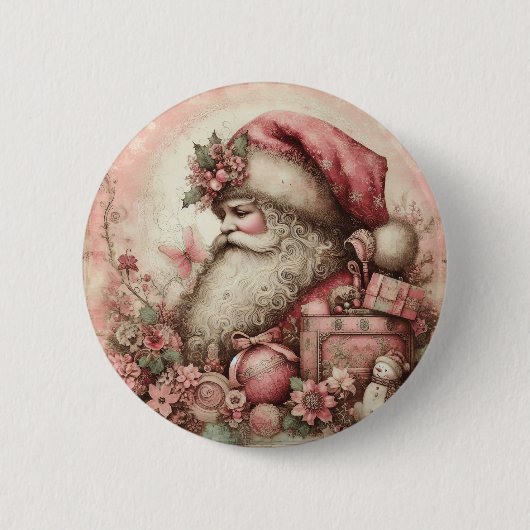 Roze Santa Button (Voorkant)