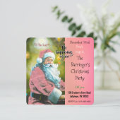 Roze Santa Elegant Jaarlijks Kerstfeest Kaart (Staand voorkant)
