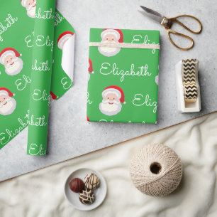 Roze Santa Face Personaliseer kerstvakantie cadeau Cadeaupapier