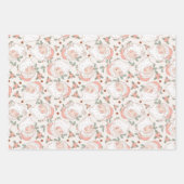 Roze  Santa Floral Kerstspeelgoed Inpakpapier Vel (Voorkant 2)