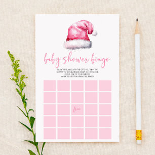 Roze Santa Hat Christmas Bingo Baby shower Game Briefpapier