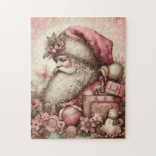 Roze  Santa Puzzel Legpuzzel (Verticaal)