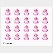  Roze Santa Retro Christmas Ronde Sticker (Vel)