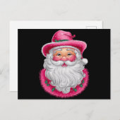 Roze Santa Retro Kerstmis Matching Family Party Feestdagenkaart (Voorkant / Achterkant)