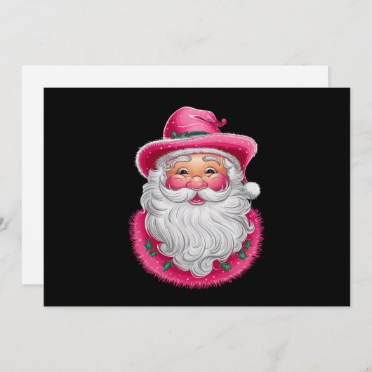 Roze Santa Retro Kerstmis Matching Family Party Feestdagenkaart (Voorkant / Achterkant)