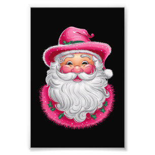 Roze Santa Retro Kerstmis Matching Family Party Foto Afdruk