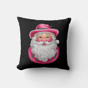 Roze Santa Retro Kerstmis Matching Family Party Kussen