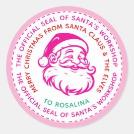 Roze Santa's Workshop Zegel Meisjes Gift Sticker