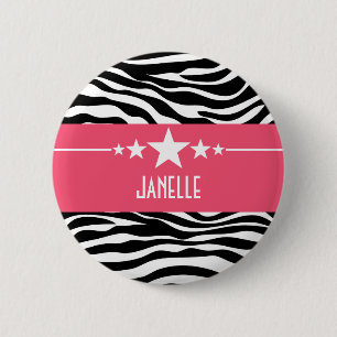 Roze Sassy Star Zebra Button