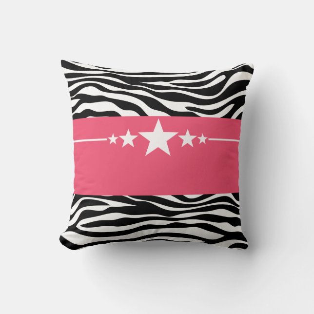 Roze Sassy Star Zebra Pillow Kussen (Voorkant)