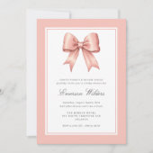 Roze  Satijn Boog Baby Meisje Douche Kaart (Voorkant)