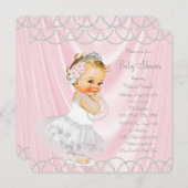 Roze Satijn Pearl Little Lady Girl Baby shower Kaart (Voorkant / Achterkant)