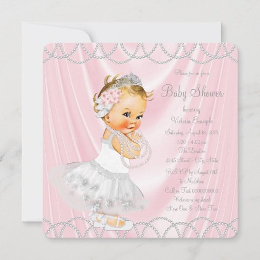 Roze Satijn Pearl Little Lady Girl Baby shower Kaart (Voorkant)