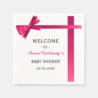 Roze Satijnen Strik Baby Meisje Shower Servet