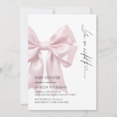 Roze Satijnen Strik Baby Shower Kaart (Voorkant)