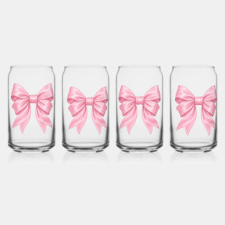 Roze Satijnen Strik Mooie Vrouwelijke Drinkglas Blikvorm Glas