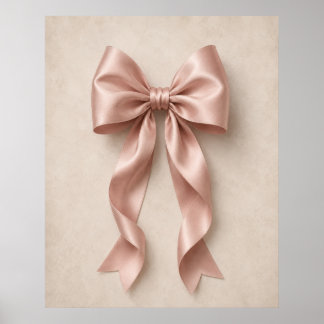 Roze Satijnen Strik Muurkunst | Coquette Vrouwelij Poster